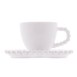 4 Xícaras para Café Wolff Coração Beads Branco 80ml - 3