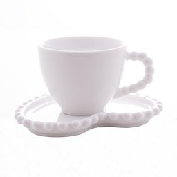 4 Xícaras para Café Wolff Coração Beads Branco 80ml - 2