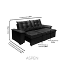 Ver imagem 3 de Sofá Retrátil e Reclinável Aspen 2.30m Super Pillow - Preto