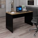 Ver imagem 1 de Mesa Escritório Diretor 120cm Tampo com Pé Painel Amadeirado Claro e Preto Yescasa Marrom