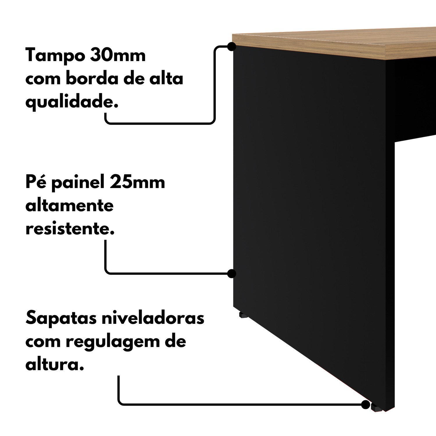 Mesa Retangular Pé Painel 1200mm Espresso Móveis . - 10