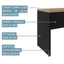 Ver imagem 4 de Mesa Auxiliar Direita Esquerda Pé Painel 90cm Tampo Amadeirado e Preto Yescasa Marrom