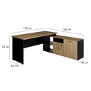 Ver imagem 3 de Escrivaninha em L com Armário Lateral Gaveta e Suporte para Cpu 170cm Marrom Yescasa