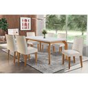 Ver imagem 1 de Conjunto: Mesa de Cozinha Londrina C/ Tampo Madeirado Canto Reto 180x90cm e 6 Cadeiras Jade Imbuia-