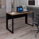 Ver imagem 1 de Mesa Escritório Diretor 120cm Tampo com Pé Quadro Amadeirado e Preto Yescasa Marrom