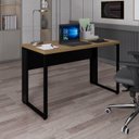 Ver imagem 1 de Mesa Escritório Diretor 120cm Tampo Com Pé Quadro Amadeirado E Preto Yescasa