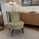 Ver imagem 1 de Poltrona Decorativa Giratória Industrial Tecido Bouclé Verde Lynn 65cm