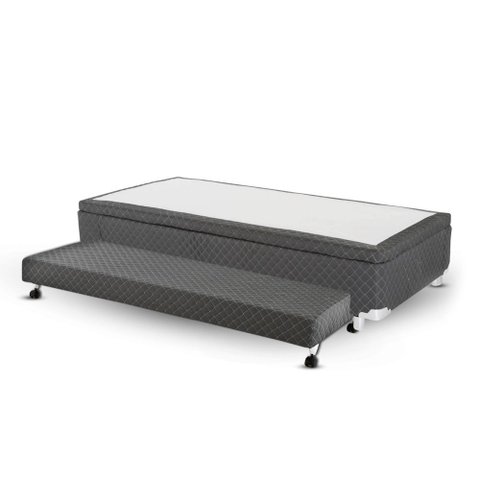 Cama Box Bau Solteiro com Auxiliar Semi Ortopedico Poliester 088x188:cinza