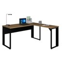Ver imagem 7 de Mesa Auxiliar Direita Esquerda Pé Quadro 90cm Tampo Amadeirado e Preto Yescasa Marrom