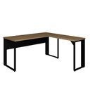 Ver mais imagens de Mesa Auxiliar Direita Esquerda Pé Quadro 90cm Tampo Amadeirado e Preto Yescasa Marrom
