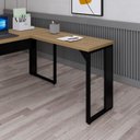 Ver imagem 3 de Mesa Auxiliar Direita Esquerda Pé Quadro 90cm Tampo Amadeirado e Preto Yescasa Marrom