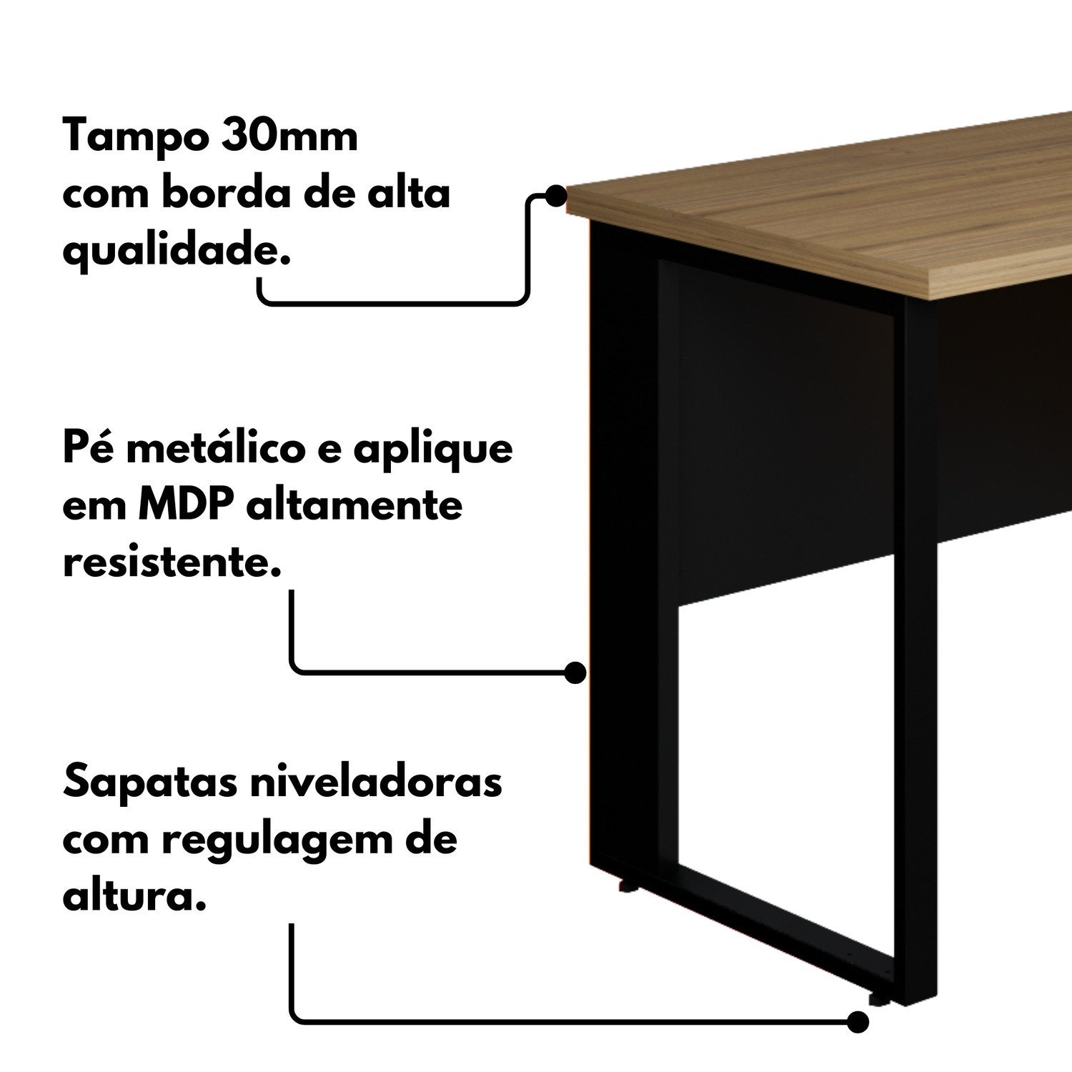 Mesa para Escritório Diretor em L Dinâmica com Armário Lateral Pé Metálico - 12