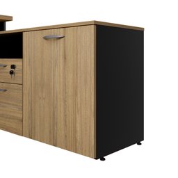 Mesa para Escritório em L  com Armário Lateral Pé Quadro 170x150cm Tampo 30mm - 3