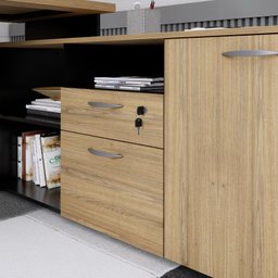 Mesa para Escritório em L  com Armário Lateral Pé Quadro 170x150cm Tampo 30mm - 5