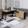 Escrivaninha Mesa Escritório em L  com Armário Lateral Pé Quadro 170x150cm Tampo 30mm - 1
