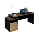 Ver imagem 2 de Mesa Escritório Diretor 172cm Tampo Pé Painel Amadeirado e Preto Yescasa Marrom