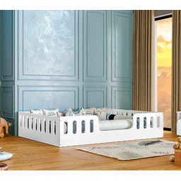 Cama Casal Infantil Montessoriana Helo Branca + Luminária Led - 1
