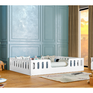 Cama Casal Infantil Montessoriana Helo Branca + Luminária Led