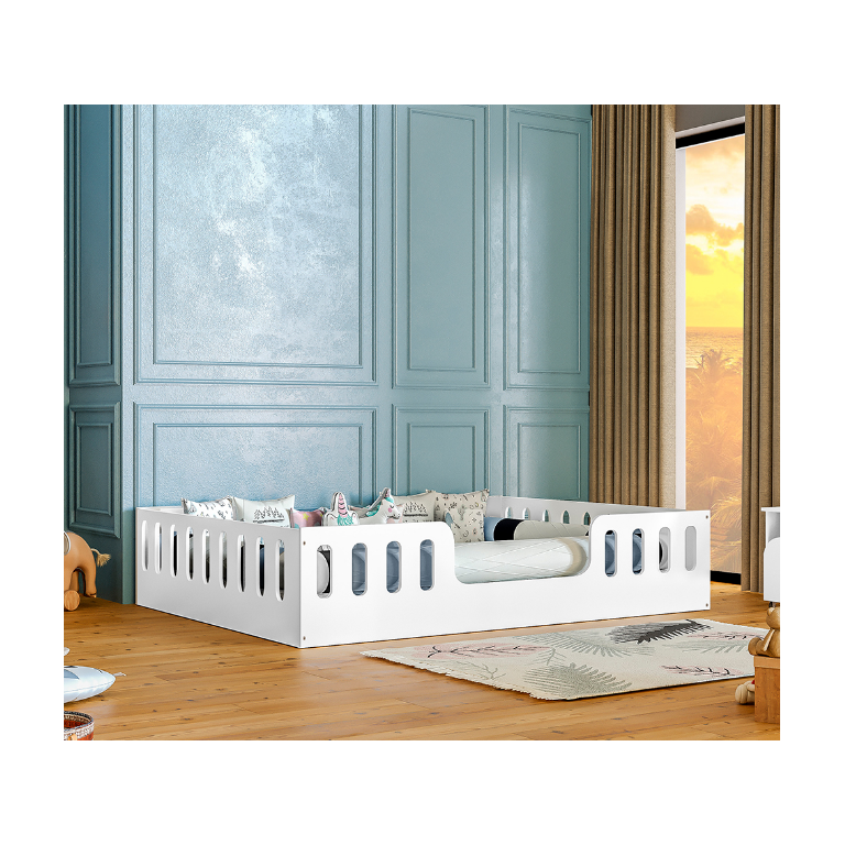 Cama Casal Infantil Montessoriana Helo Branca + Luminária Led