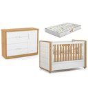 Ver imagem 1 de Berço Americano Capitonê New Boucle e Cômoda Infantil Tutto New Freijó Branco Acetinado e Colch