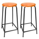 Ver imagem 1 de Kit 2 Banqueta Banco Alta 65cm Empilhavel Para Cozinha Balcão Bar Laranja
