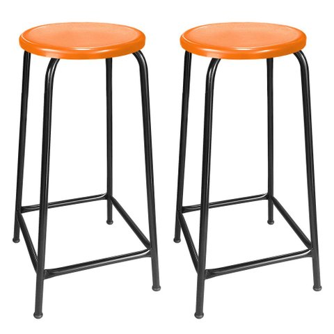 Kit 2 Banqueta Banco Alta 65cm Empilhavel Para Cozinha Balcão Bar Laranja