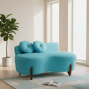 Ver imagem 1 de Namoradeira Sofá Feijão Lounge 120cm Orgânica Veludo Azul Turquesa