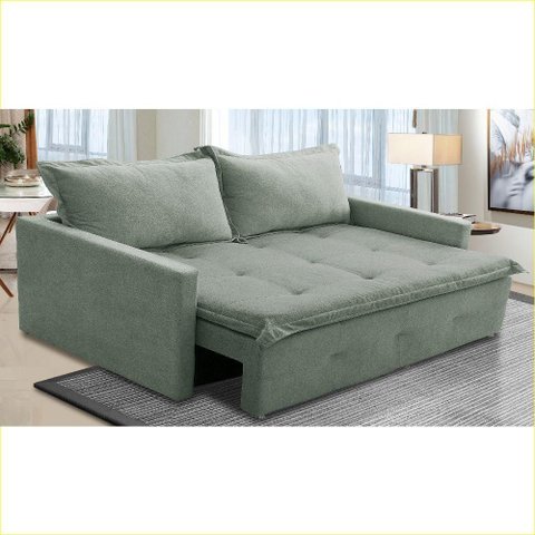 Sofá sem Caixa Retrátil e Reclinável 1,65m com Molas Maira Boucle Menta Rover & Beato