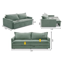 Sofá sem Caixa Retrátil e Reclinável 1,65m com Molas Maira Boucle Menta Rover & Beato - 3