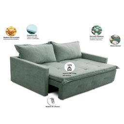 Sofá sem Caixa Retrátil e Reclinável 1,65m com Molas Maira Boucle Menta Rover & Beato - 2