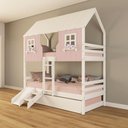 Ver imagem 1 de Treliche Casinha Encantada com Kit Escada/ Escorregador Madeira Maciça Rosa/ Branco Housin