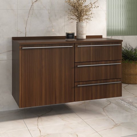 Balcão para Cozinha Fit 120cm com Tampo Yescasa Marrom/Oliva