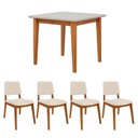 Ver imagem 4 de Conjunto Sala de Jantar 1 Mesa Tangará 95cm 4 Cadeiras Estofadas Miriti CabeCasa MadeiraOriginals