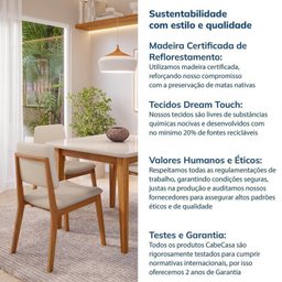 Conjunto Sala de Jantar 1 Mesa Tangará 95cm 4 Cadeiras Estofadas Miriti Cabecasa Madeiramadeira - 9