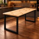 Ver imagem 1 de Mesa de Jantar Reforçada Industrial 170x80cm Tampo Bege Pés Preto