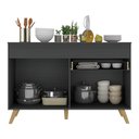Ver imagem 4 de Balcão Cozinha Gabinete Pia 120cm 2 Portas 1 Gaveta Veneza Gb Multimóveis Preto