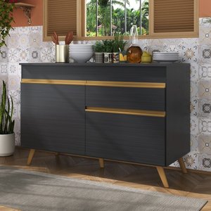 Balcão Cozinha Gabinete Pia 120cm 2 Portas 1 Gaveta Veneza Gb Multimóveis Preto