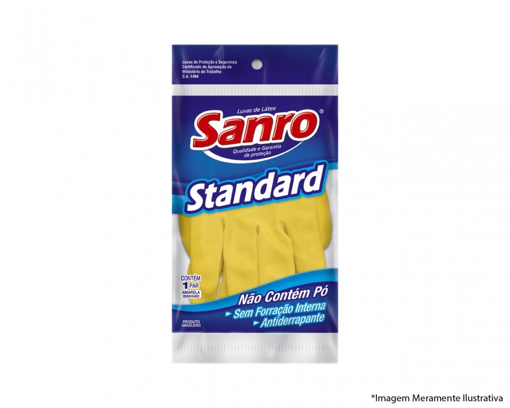 Luva Latex Sanro Standard Amarela D Xg Blister C/10pcs - 1