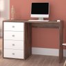 Escrivaninha para Computador 4 Gavetas Branco e Castanho - 1