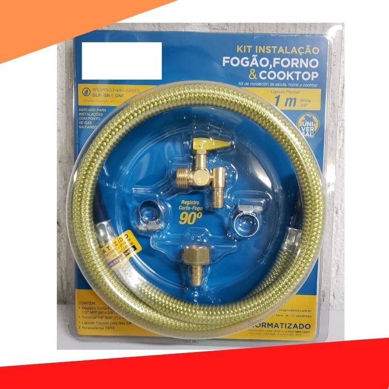 Kit Instalação de Fogão Forno E Cooktop Mangueira 1 Metro Registro ...