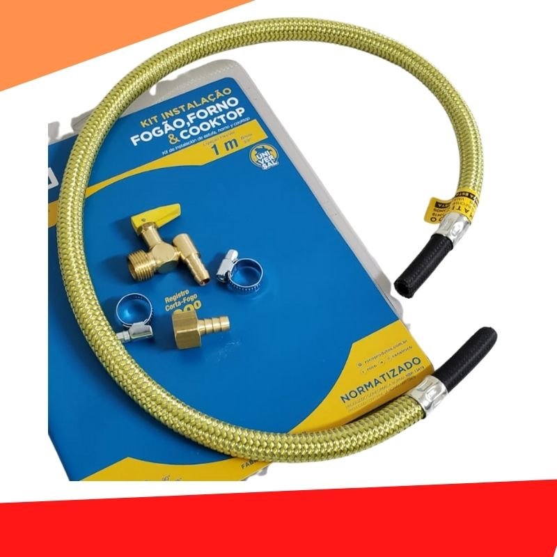 Kit Instalação de Fogão Forno E Cooktop Mangueira 1 Metro Registro