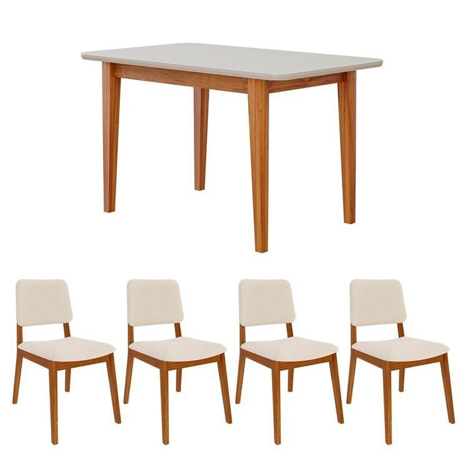 Conjunto Sala de Jantar 1 Mesa Tangará 130cm 4 Cadeiras Estofadas Miriti Cabecasa Madeiramadeira - 4