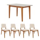 Ver imagem 4 de Conjunto Sala de Jantar 1 Mesa Tangará 130cm 4 Cadeiras Estofadas Miriti CabeCasa MadeiraOriginals