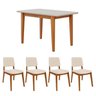 Conjunto Sala de Jantar 1 Mesa Tangará 130cm 4 Cadeiras Estofadas Miriti CabeCasa MadeiraOriginals - 4