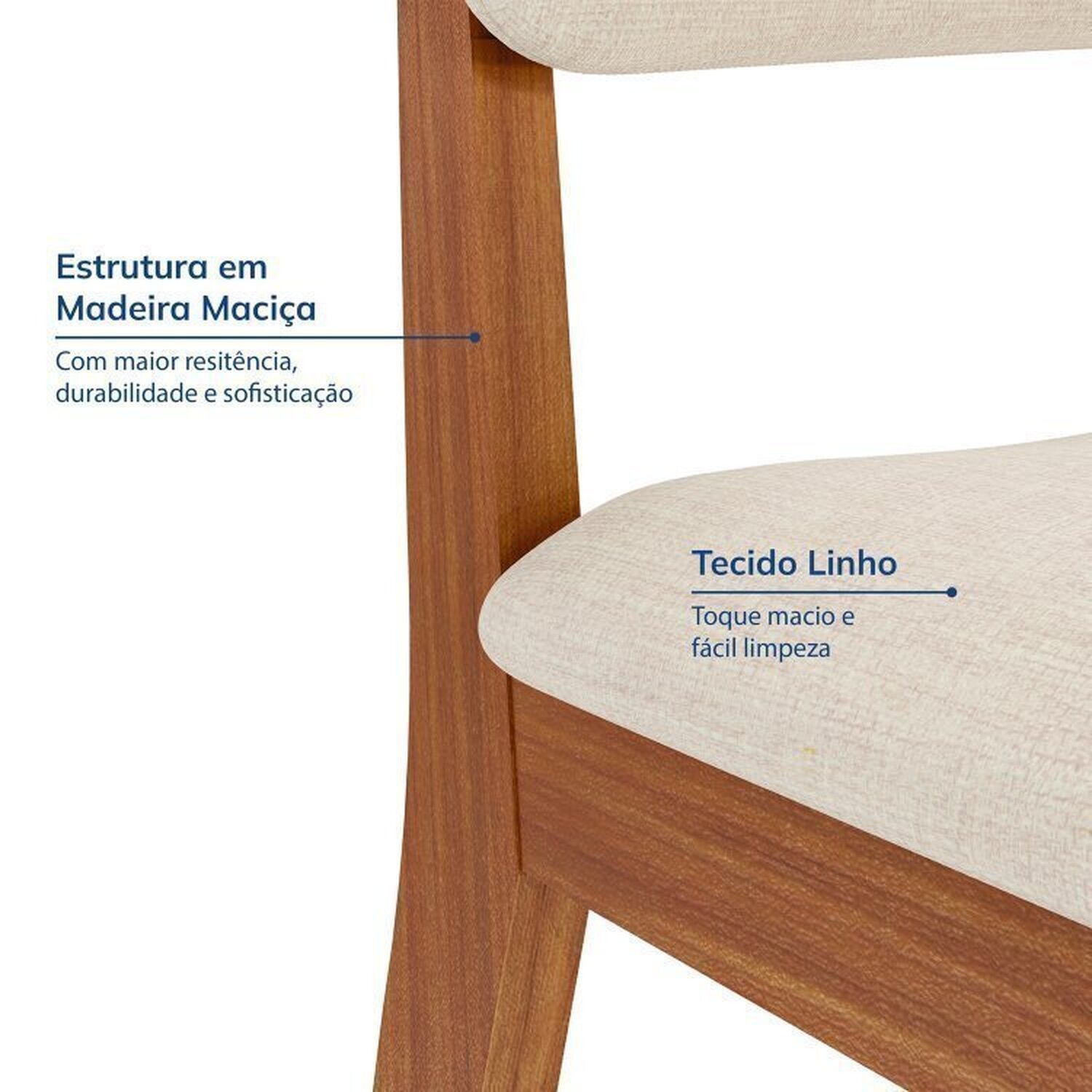 Conjunto Sala de Jantar 1 Mesa Tangará 130cm 4 Cadeiras Estofadas Miriti Cabecasa Madeiramadeira - 8