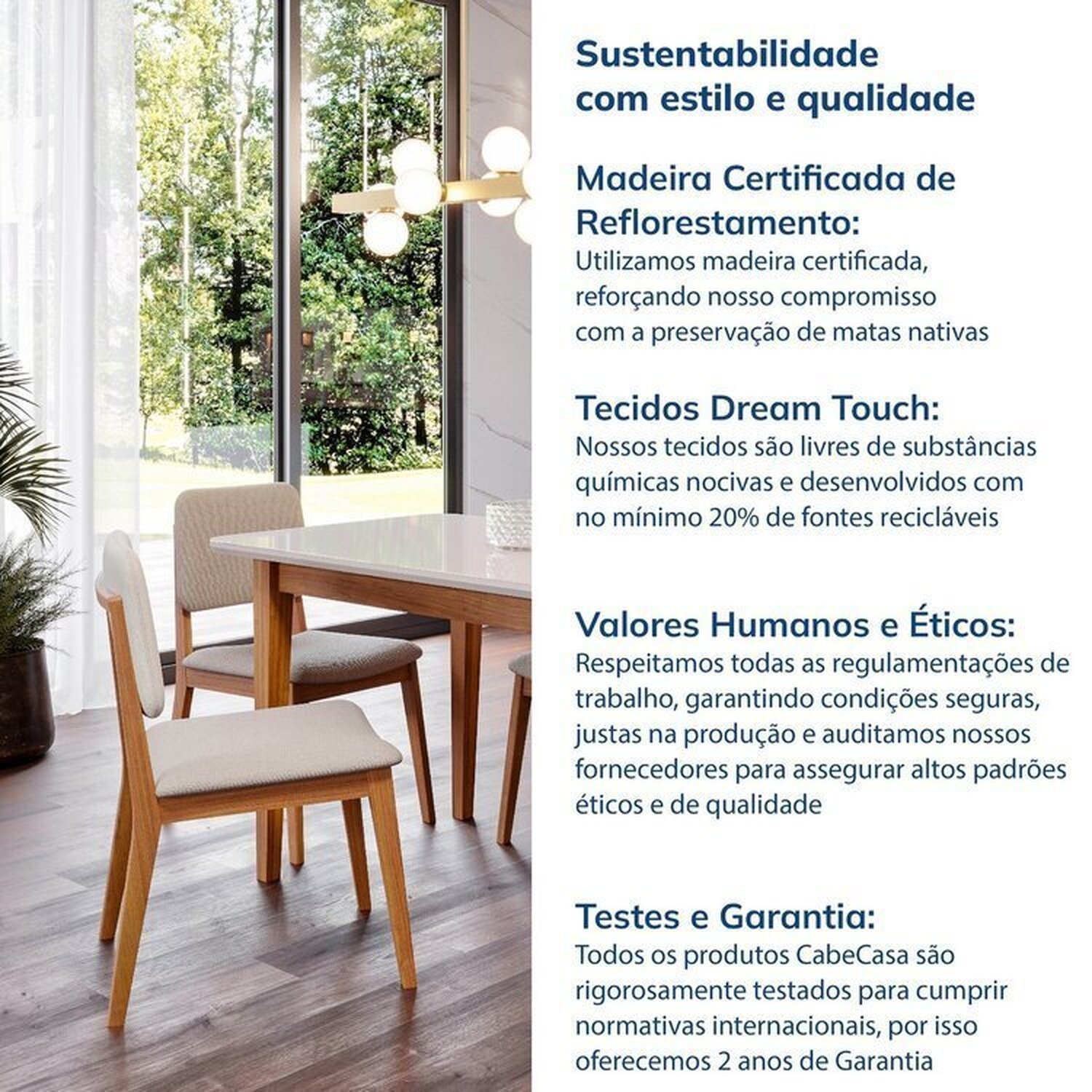 Conjunto Sala de Jantar 1 Mesa Tangará 130cm 4 Cadeiras Estofadas Miriti Cabecasa Madeiramadeira - 9