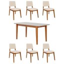Ver imagem 4 de Conjunto Sala de Jantar 1 Mesa Tangará 160cm 6 Cadeiras Estofadas Miriti CabeCasa MadeiraOriginals