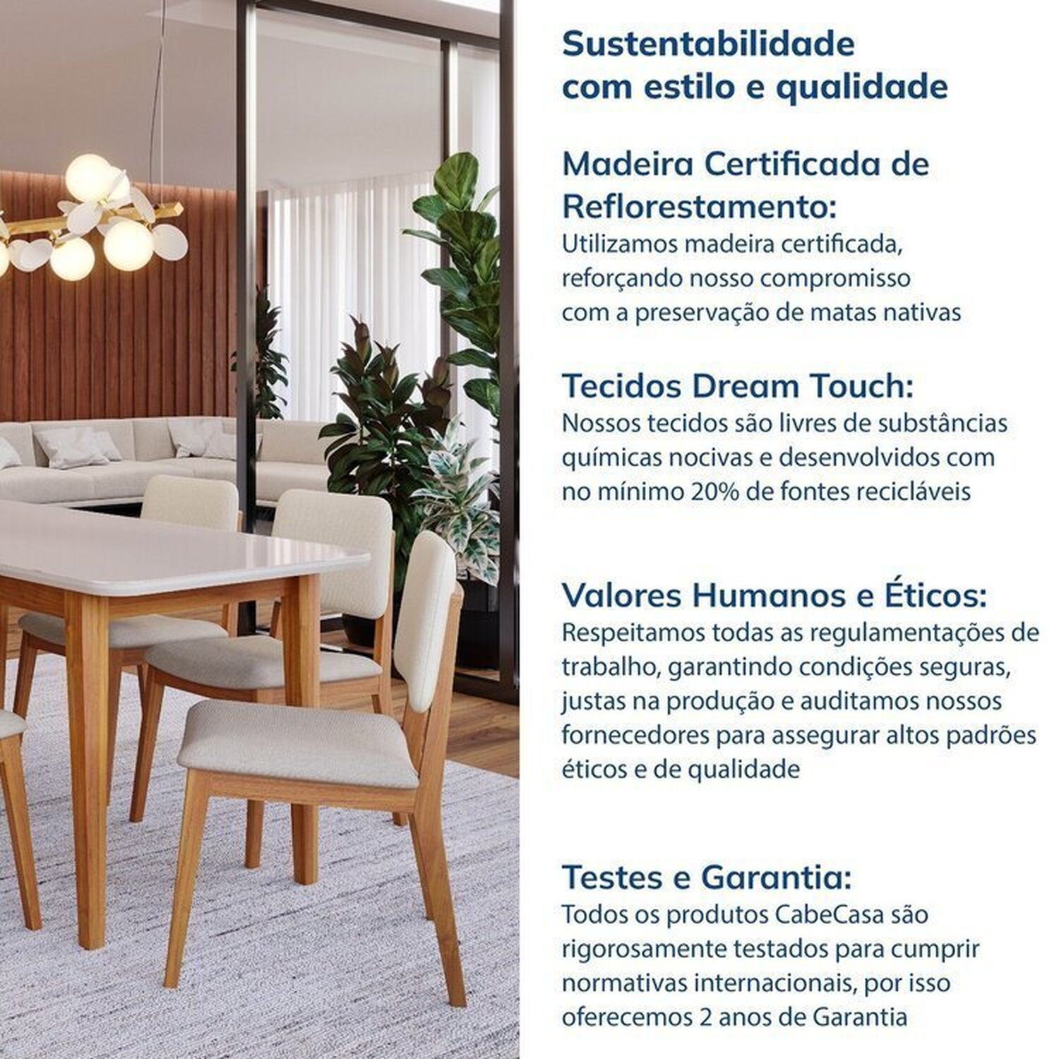 Conjunto Sala de Jantar 1 Mesa Tangará 160cm 6 Cadeiras Estofadas Miriti Cabecasa Madeiramadeira - 9