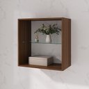 Ver imagem 1 de Armário Aéreo Fit 60cm sem Porta e com Prateleira de Vidro Yescasa Marrom/Oliva