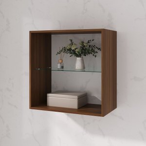 Armário Aéreo Fit 60cm sem Porta e com Prateleira de Vidro